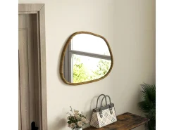 Outlet Homcom Espejo Kendra forma irregular marco madera natural 50x70x2,1 cm Color natural claro