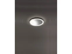 Espejo-Espejo LED Mirò Ø40 cm 38W Titanio - Lámpara de techo y aplique - Luz cálida 3000K - Diseño moderno para baño, dormitorio y entrada Gris