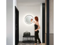 Espejo LED Mirò Ø60 cm 58W Titanio - Lámpara de techo y aplique - Luz cálida 3000K - Diseño moderno para baño, dormitorio y entrada Gris