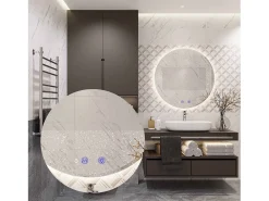 Rea Espejo LED 80cm HZJ080 Cromado con Luz Ajustable y Función de Calefacción Blanco New
