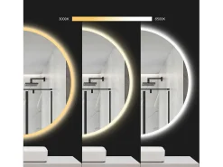 Rea Espejo LED 80cm HZJ080 Cromado con Luz Ajustable y Función de Calefacción Blanco New
