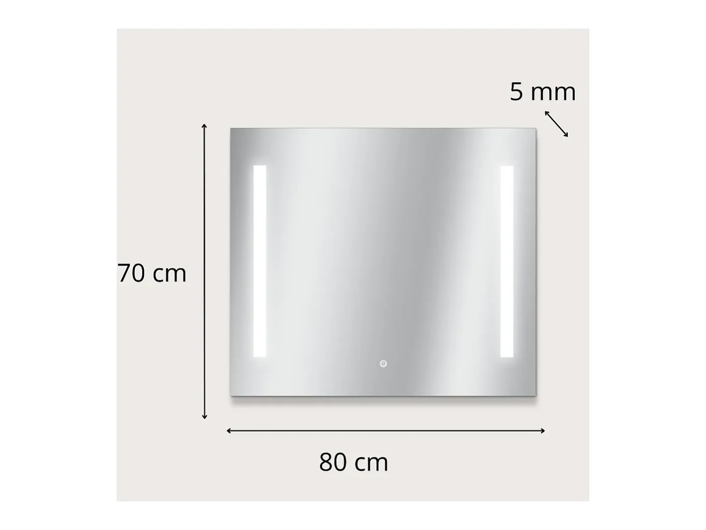 Espejo LED rectangular L60/80cm de vidrio LUMENA Plateado Sale