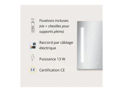 Espejo LED rectangular L60/80cm de vidrio LUMENA Plateado Sale