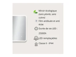 Espejo-Espejo LED rectangular L60/80/90/120cm con retroiluminación MIRALUX Plateado