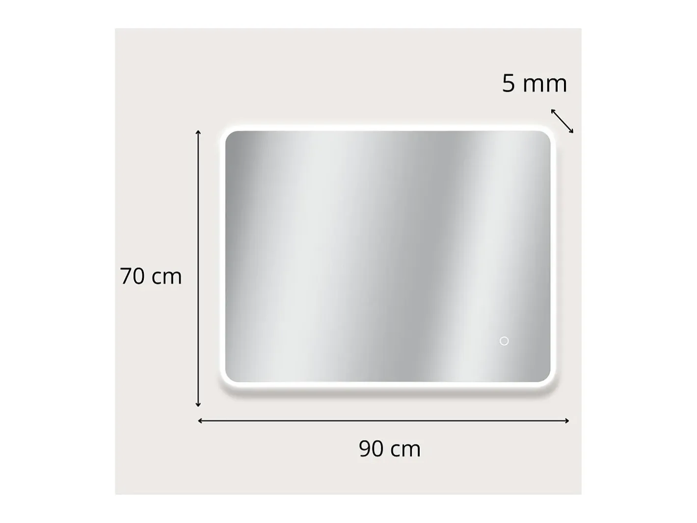 Espejo LED rectangular L60/80/90/120cm con retroiluminación MIRALUX Plateado Hot
