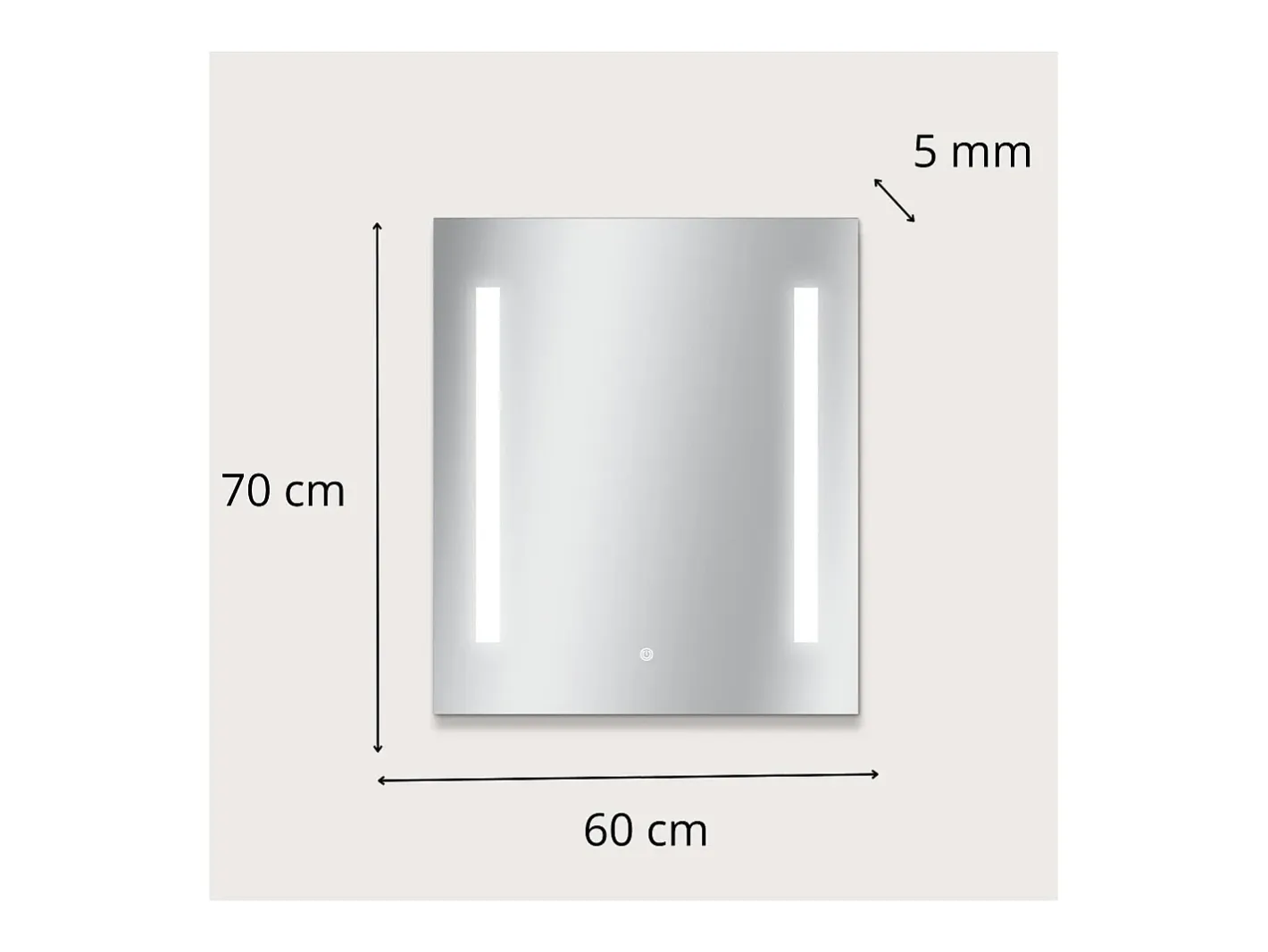 Espejo LED rectangular L60/80cm de vidrio LUMENA Plateado