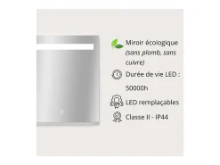 Espejo LED rectangular L60/80cm de vidrio NOVA LUX Plateado