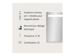 Espejo LED rectangular L60/80cm de vidrio NOVA LUX Plateado