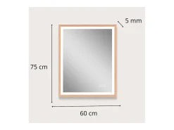 Espejo-Espejo LED rectangular 75x60cm con marco de madera GLIMMA Color natural claro