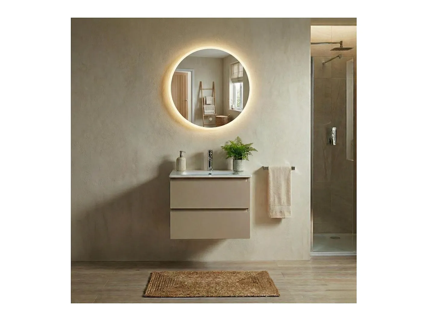 Outlet Espejo LED redondo D60/120cm de vidrio CANDRA Plateado