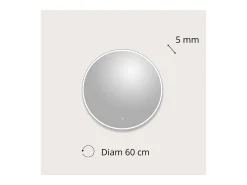 Outlet Espejo LED redondo D60/120cm de vidrio CANDRA Plateado