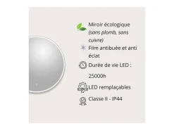 Outlet Espejo LED redondo D60/120cm de vidrio CANDRA Plateado