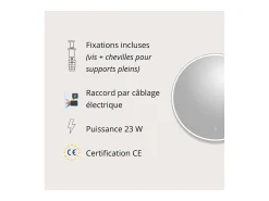 Outlet Espejo LED redondo D60/120cm de vidrio CANDRA Plateado