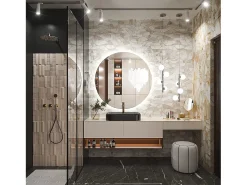 Rea Espejo De Pared|Espejo-Espejo LED redondo de 50cm con iluminación y función calefactora Blanco