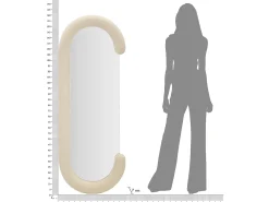 Espejo De Pared|Espejo-Espejo moderno de pared o de pie en terciopelo 60x160cm Chantal - Crema Beige