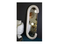 Espejo De Pared|Espejo-Espejo moderno de pared o de pie en terciopelo 60x160cm Chantal - Crema Beige