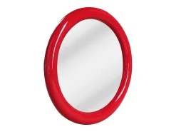 OZAIA Espejo mural redondo de madera de paulonia, D.60 cm, brillante, MAELO Rojo Best