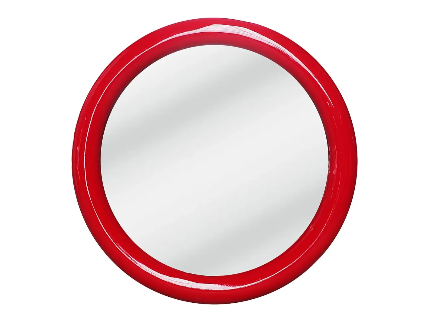 OZAIA Espejo mural redondo de madera de paulonia, D.60 cm, brillante, MAELO Rojo Best
