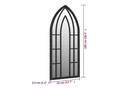 Espejo 100x45 cm Hierro para uso interior Negro Clearance