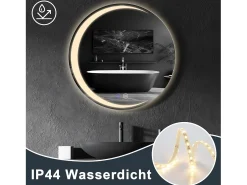 NETTLIFE Espejo con Iluminación Espejo de Baño Redondo LED Espejo de Baño IP44 50cm Espejo de Baño Redondo con Táctil Plateado Discount