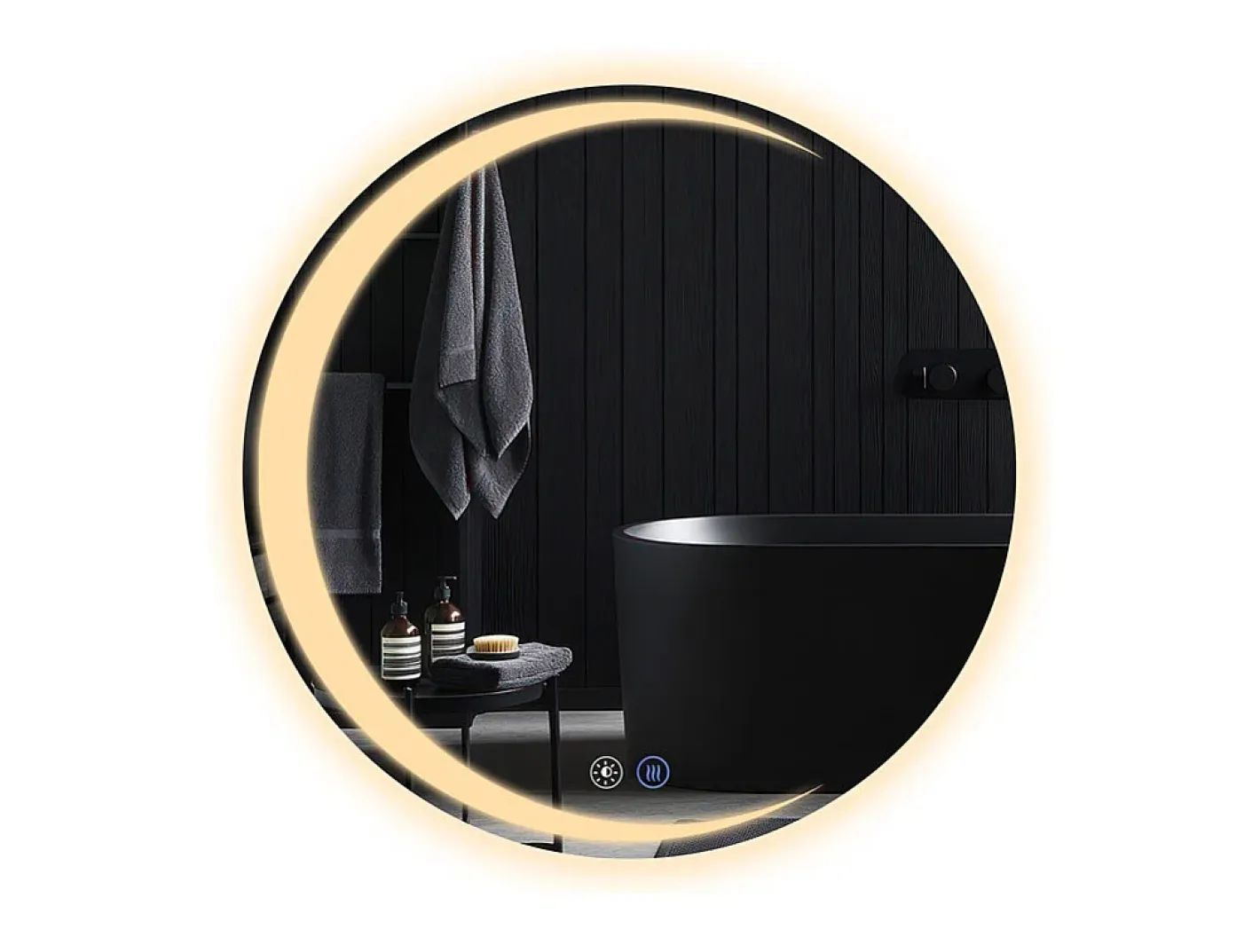 NETTLIFE Espejo con Iluminación Espejo de Baño Redondo LED Espejo de Baño IP44 80cm Espejo de Baño Redondo con Táctil Plateado Clearance