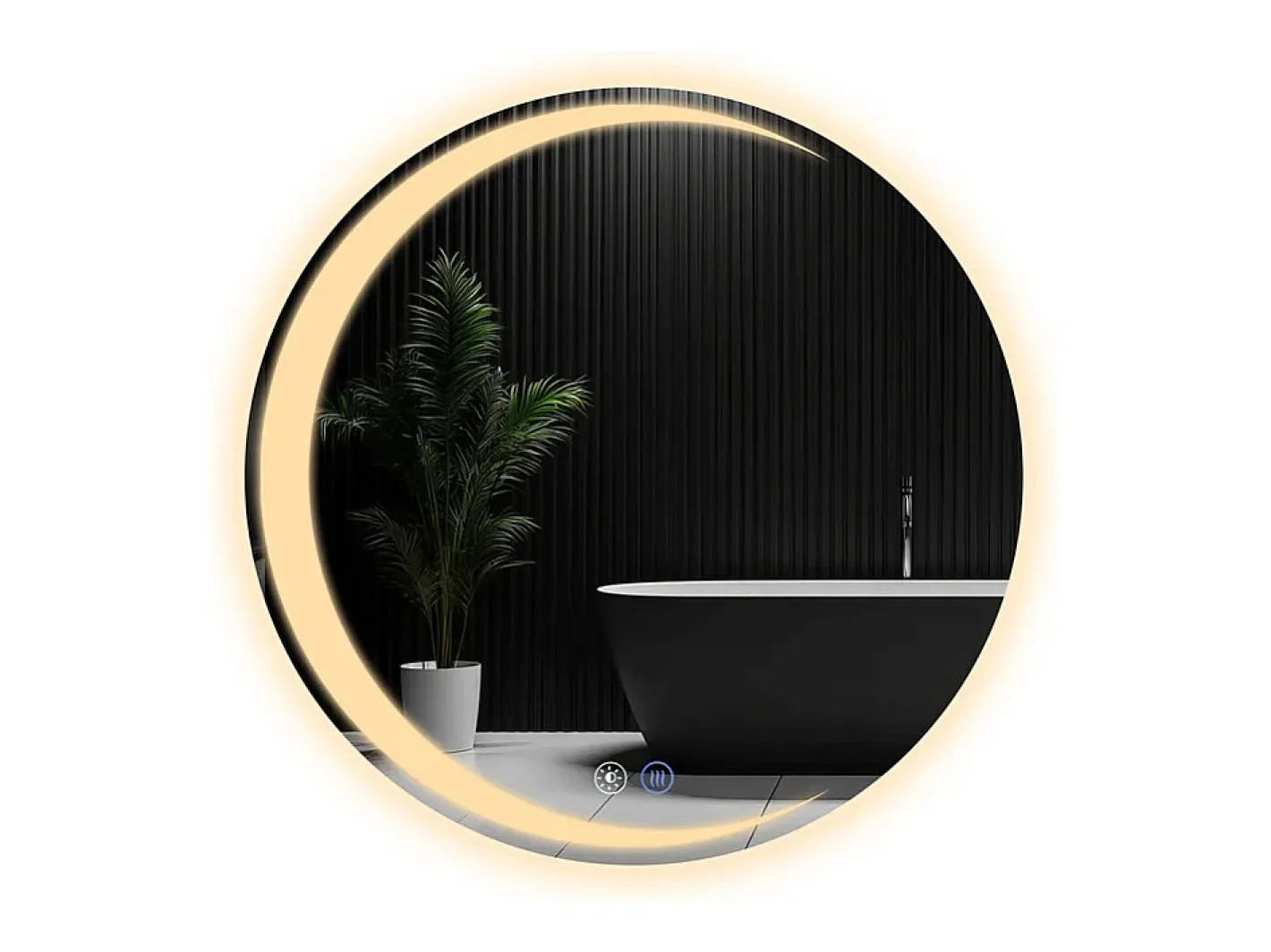 NETTLIFE Espejo-Espejo con Iluminación Espejo de Baño Redondo LED Espejo de Baño IP44 70cm Espejo de Baño Redondo con Táctil Plateado