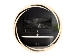 NETTLIFE Espejo-Espejo con Iluminación Espejo de Baño Redondo LED Espejo de Baño 60cm Redondo IP44 Espejo de Baño con Táctil Plateado