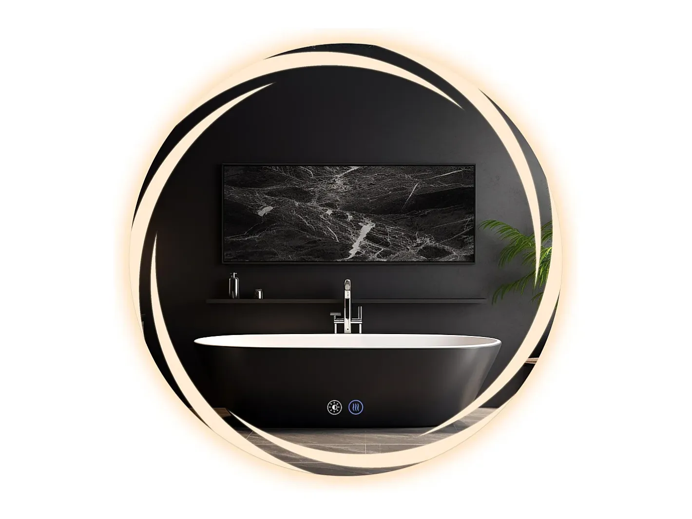 NETTLIFE Espejo-Espejo con Iluminación Espejo de Baño Redondo LED Espejo de Baño 60cm Redondo IP44 Espejo de Baño con Táctil Plateado