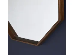 BERAH GETAH Espejo De Pared|Espejo-Espejo octogonal de madera de mindi maciza 60 cm Marru00f3n