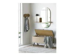 Online Les Tendances Espejo ovalado BARCO con estante de madera natural – L 92 x H 94,5 cm Beige