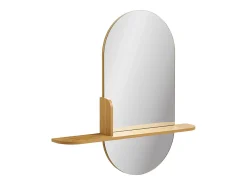 Online Les Tendances Espejo ovalado BARCO con estante de madera natural – L 92 x H 94,5 cm Beige