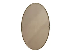 Espejo ovalado con marco de hierro, efecto antiguo, para colgar en la pared, de cristal y MDF, (65 x 3 x 100 cm) Dorado