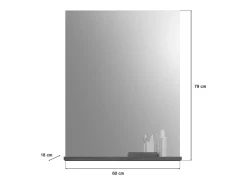 Meublorama Espejo-Espejo para baño SCOTT – Gris oscuro – 60x79x18 cm Plateado