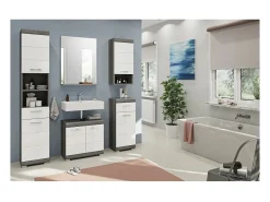 Meublorama Espejo-Espejo para baño SCOTT – Gris oscuro – 60x79x18 cm Plateado