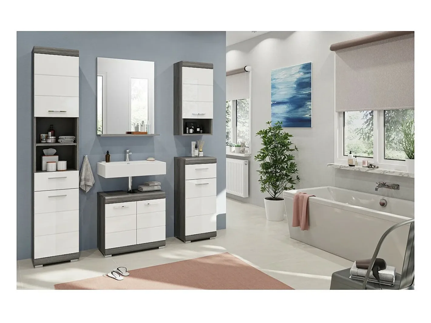Meublorama Espejo-Espejo para baño SCOTT – Gris oscuro – 60x79x18 cm Plateado