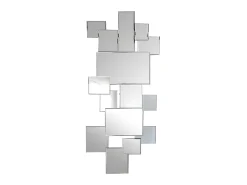 OZAIA Espejo De Pared|Espejo-Espejo pared desestructurado AROL - 120 x 2 x 53 cm - Acero inoxidable y MDF - Plateado
