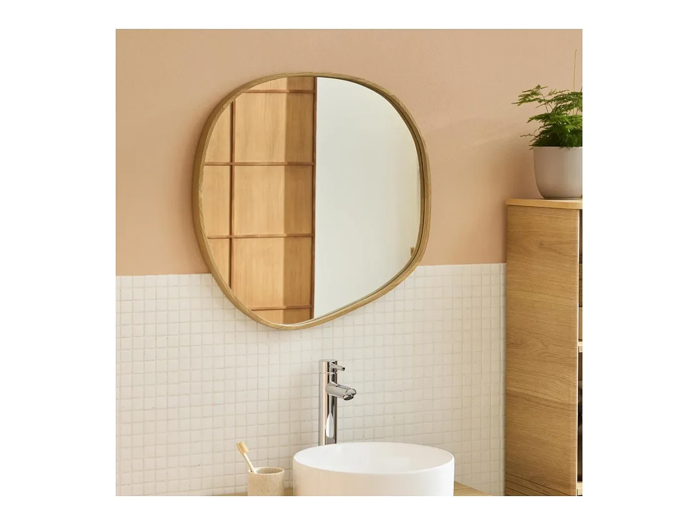 Best Espejo piedra roble 60x60cm LEONIE Color natural claro