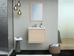 Vente-unique Espejo rectangular con contorno de roble, Ancho 50 x Alt. 70 x Prof. 2,2, TIMEA Color natural claro Best