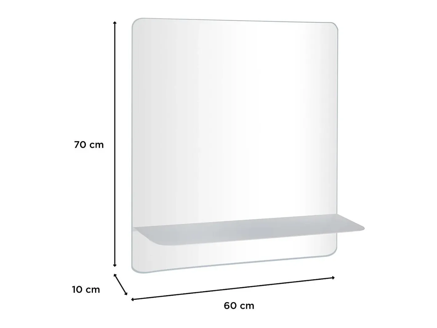 Espejo rectangular con estante SORRENTO Blanco Discount