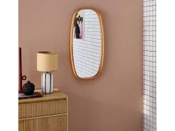 Hot Sweeek Espejo rectangular de madera decorativo de pared madera clara Marru00f3n