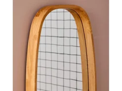 Hot Sweeek Espejo rectangular de madera decorativo de pared madera clara Marru00f3n