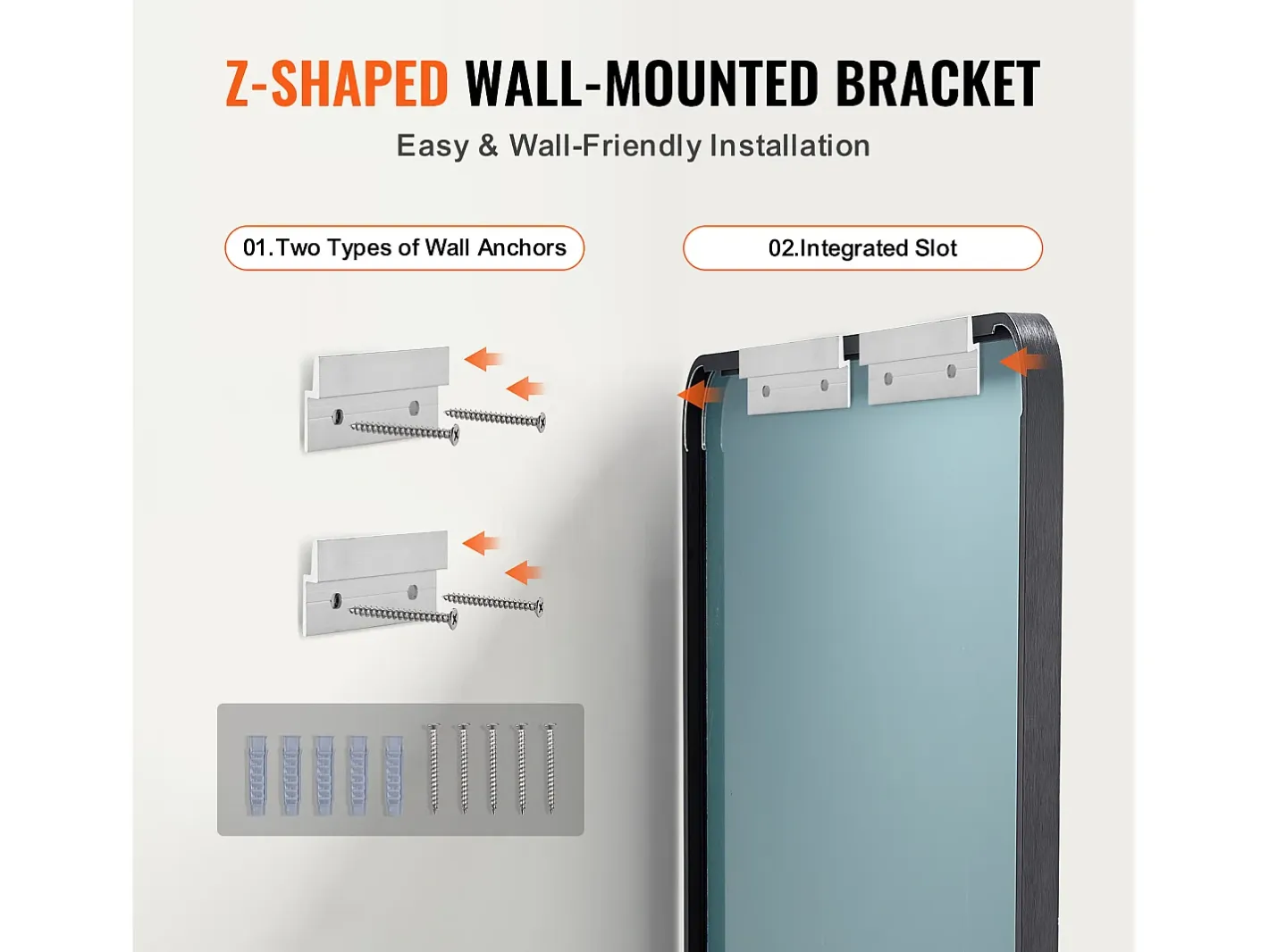 Espejo Rectangular de Pared SucceBuy de 91,5 x 61 CM con Marco de Aluminio Negro Best