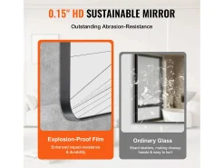 Espejo Rectangular de Pared SucceBuy de 91,5 x 61 CM con Marco de Aluminio Negro Best