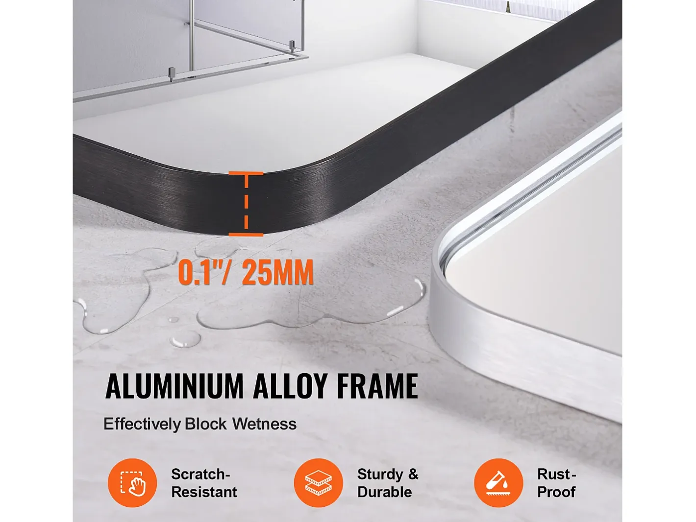 Espejo Rectangular de Pared SucceBuy de 91,5 x 61 CM con Marco de Aluminio Negro Best