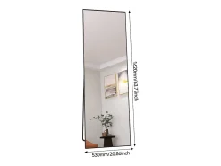 Espejo-Espejo rectangular grande de cuerpo entero, 53 x 162 cm - de pie, de pared o adosado - Negro