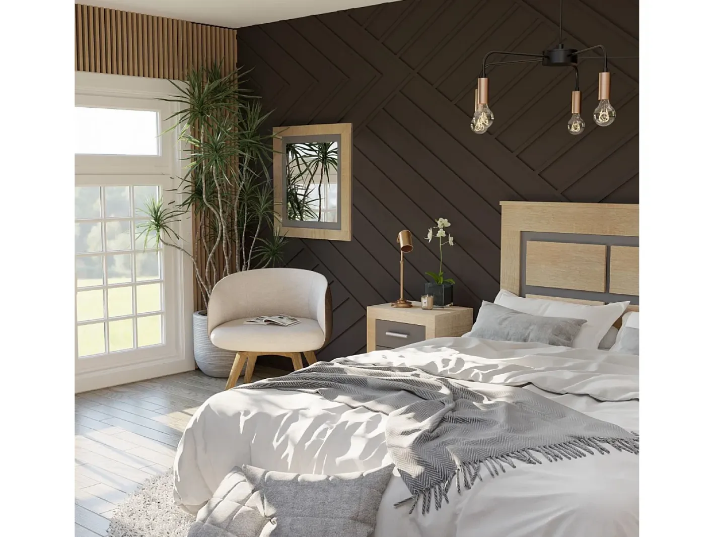 Best duehome Espejo rectangular Kira Cambria - Grafito Marru00f3n