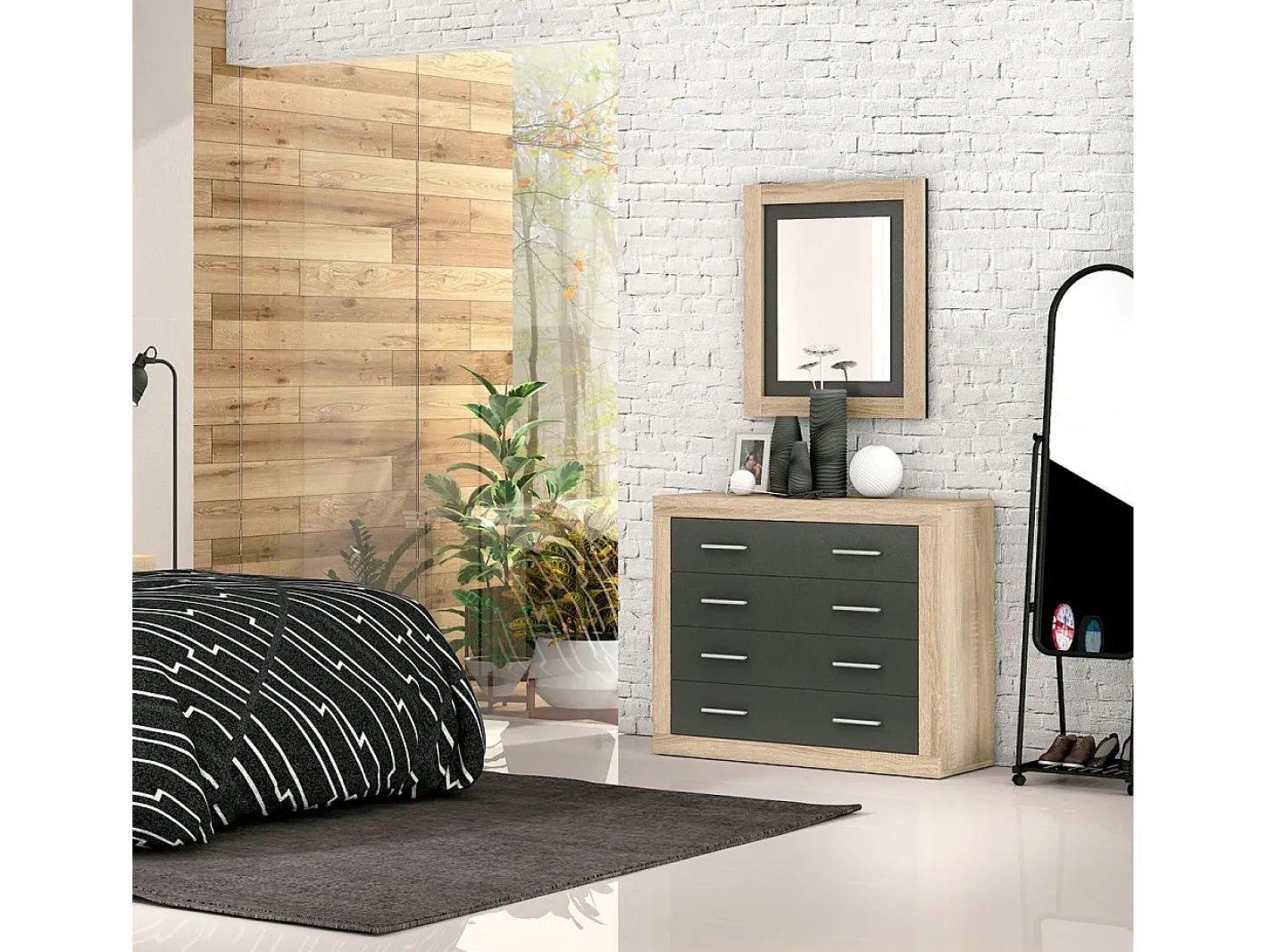 Best duehome Espejo rectangular Kira Cambria - Grafito Marru00f3n