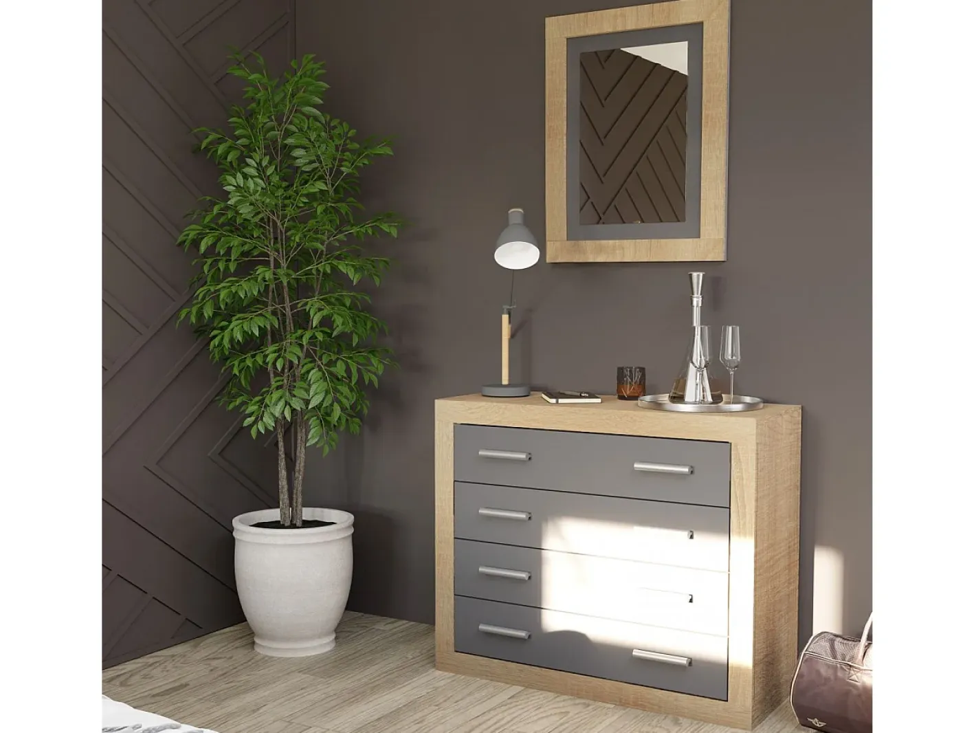 Best duehome Espejo rectangular Kira Cambria - Grafito Marru00f3n