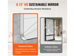 Espejo De Pared|Espejo-Espejo Rectangular SucceBuy, Espejo de Parede Cuadrado 55,9 × 76,2 cm con Marco de Aluminio Plateado