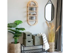 House Nordic Espejo De Pared|Espejo-Espejo redondo con borde de ratán Ø50 cm Color natural claro